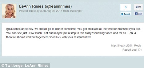 Skinny War: LeAnn Rimes slashes back at Giuliana Rancic comments